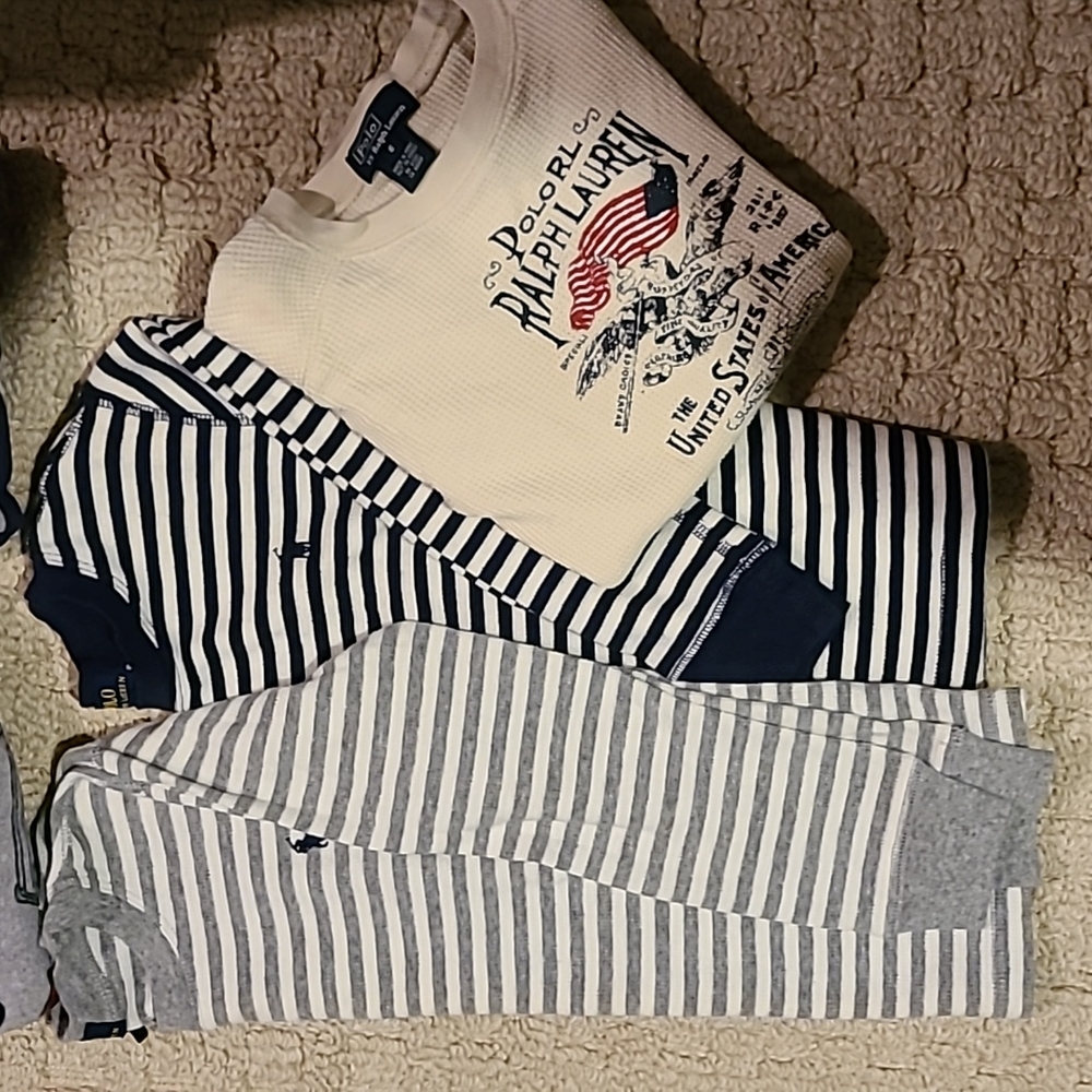 3 long sleeve polo Ralph Lauren shirts.